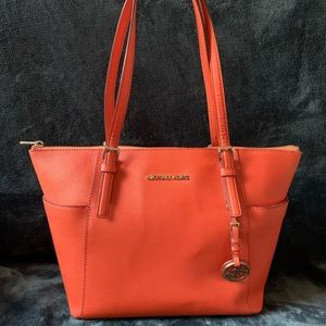 GUC MICHAEL Michael Kors Leather Tote Orange